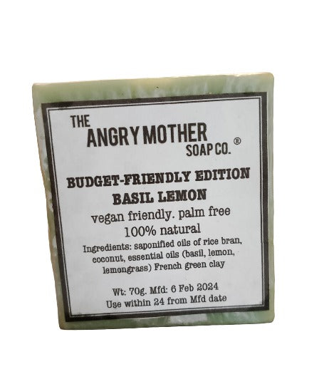 Basil Lemon  (70gms) Budget Friendly Edition 100% Natural Homemade Soap Made In Nagaland: Vegan Friendly, Palm Free